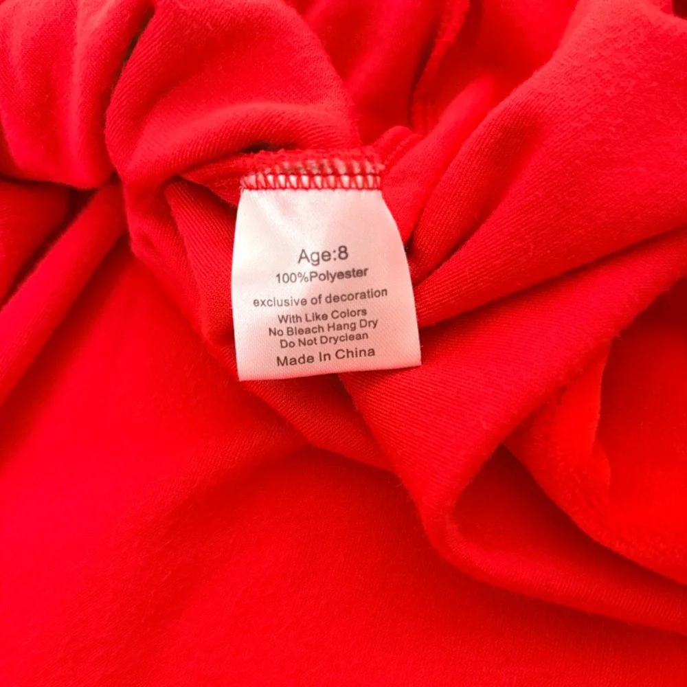 Abby & Evie Girls Red Velvet Bow Embroidered Babydoll Holiday Dress‎ Size 8